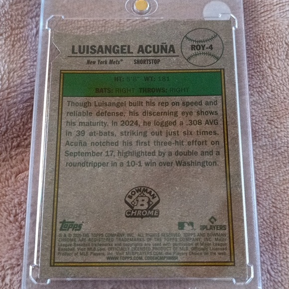 Luisangle Acuna Rookie #Roy-4 - Picture 2 of 2